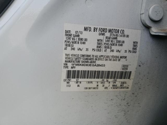 1FM5K8D83EGA28433 - 2014 FORD EXPLORER XLT WHITE photo 14