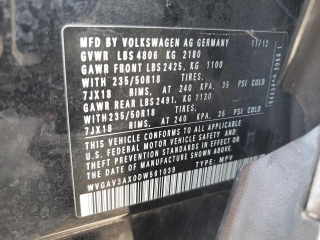 WVGAV3AX0DW561039 - 2013 VOLKSWAGEN TIGUAN S Schwarz Foto 13