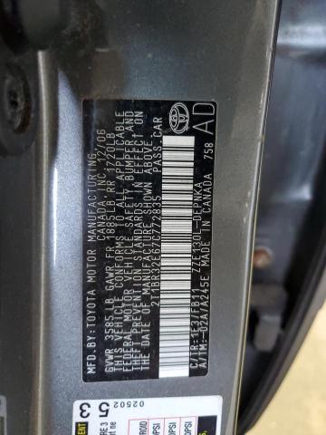 2T1BR32E67C772835 - 2007 TOYOTA COROLLA CE GRAY photo 12