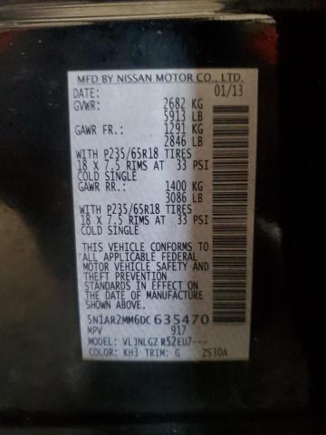 5N1AR2MM6DC635470 - 2013 NISSAN PATHFINDER S 黑色 照片 13