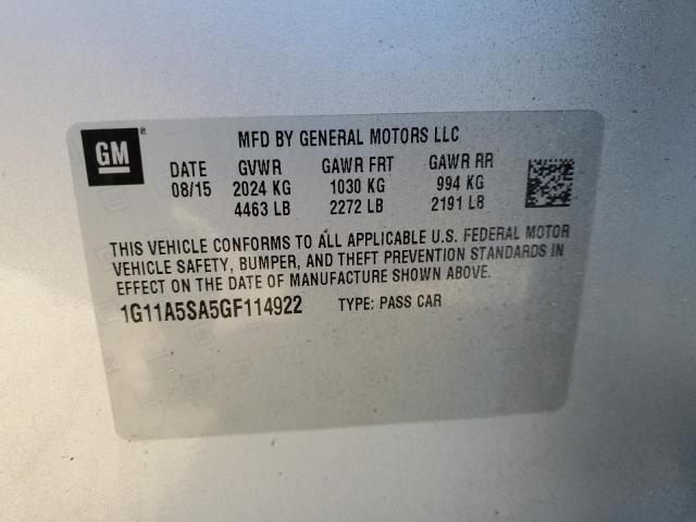 1G11A5SA5GF114922 - 2016 CHEVROLET MALIBU LIM LS SILVER photo 13