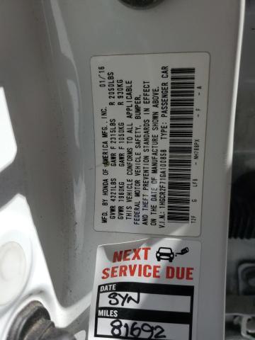 1HGCR2F71GA100858 - 2016 HONDA ACCORD EX أبيض صورة 12