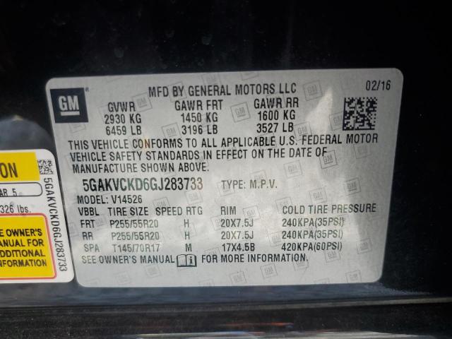 5GAKVCKD6GJ283733 - 2016 BUICK ENCLAVE Սև լուսանկար 13