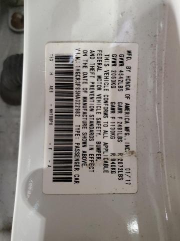 1HGCR3F95HA022982 - 2017 HONDA ACCORD TOURING WHITE photo 12