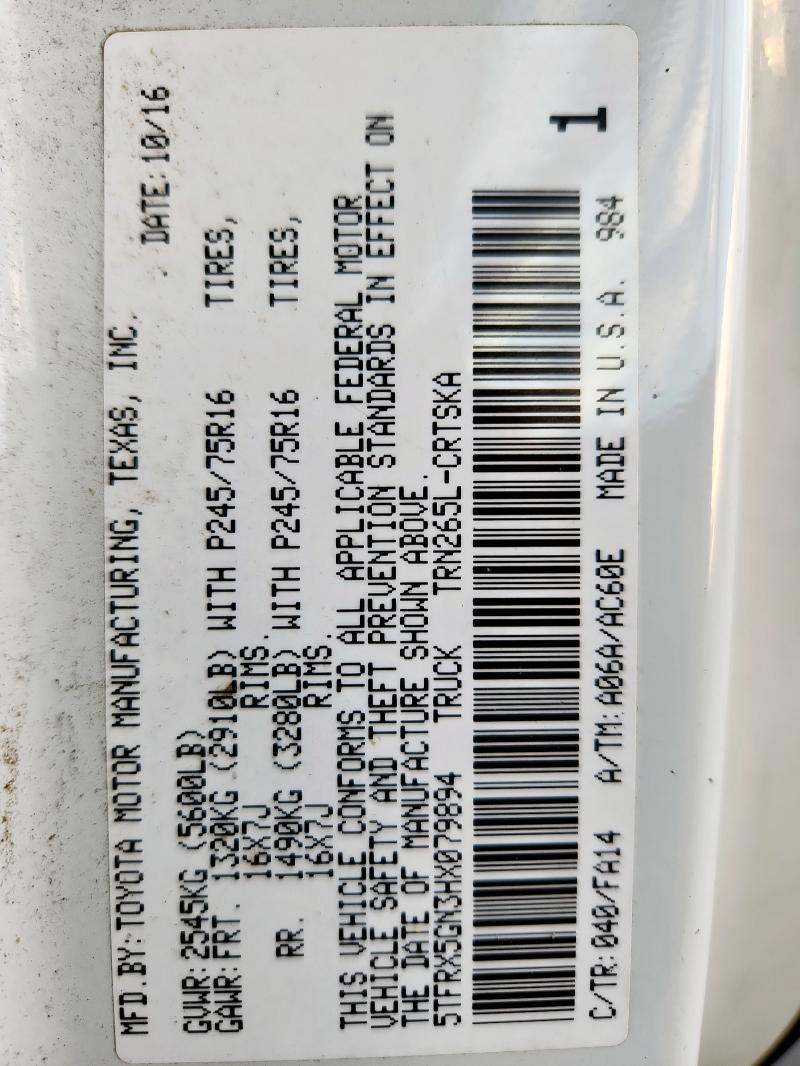 5TFRX5GN3HX079894 - 2017 TOYOTA TACOMA ACCESS CAB Biały zdjęcie 13