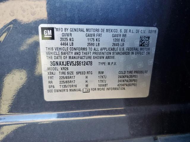 3GNAXJEV5JS612478 - 2018 CHEVROLET EQUINOX LT Көк фото 13