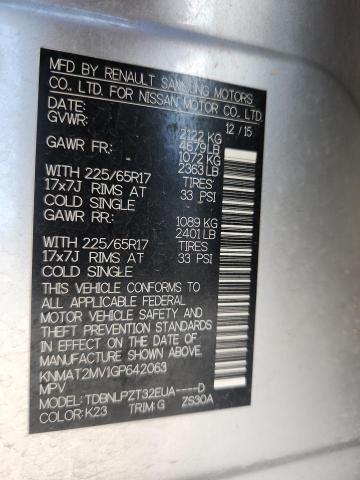 KNMAT2MV1GP642063 - 2016 NISSAN ROGUE S SILVER photo 13