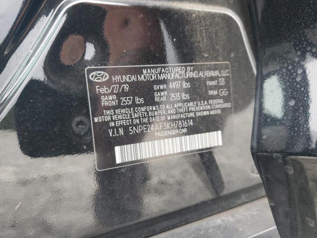 5NPE24AF3KH781614 - 2019 HYUNDAI SONATA SE Noir photo 12