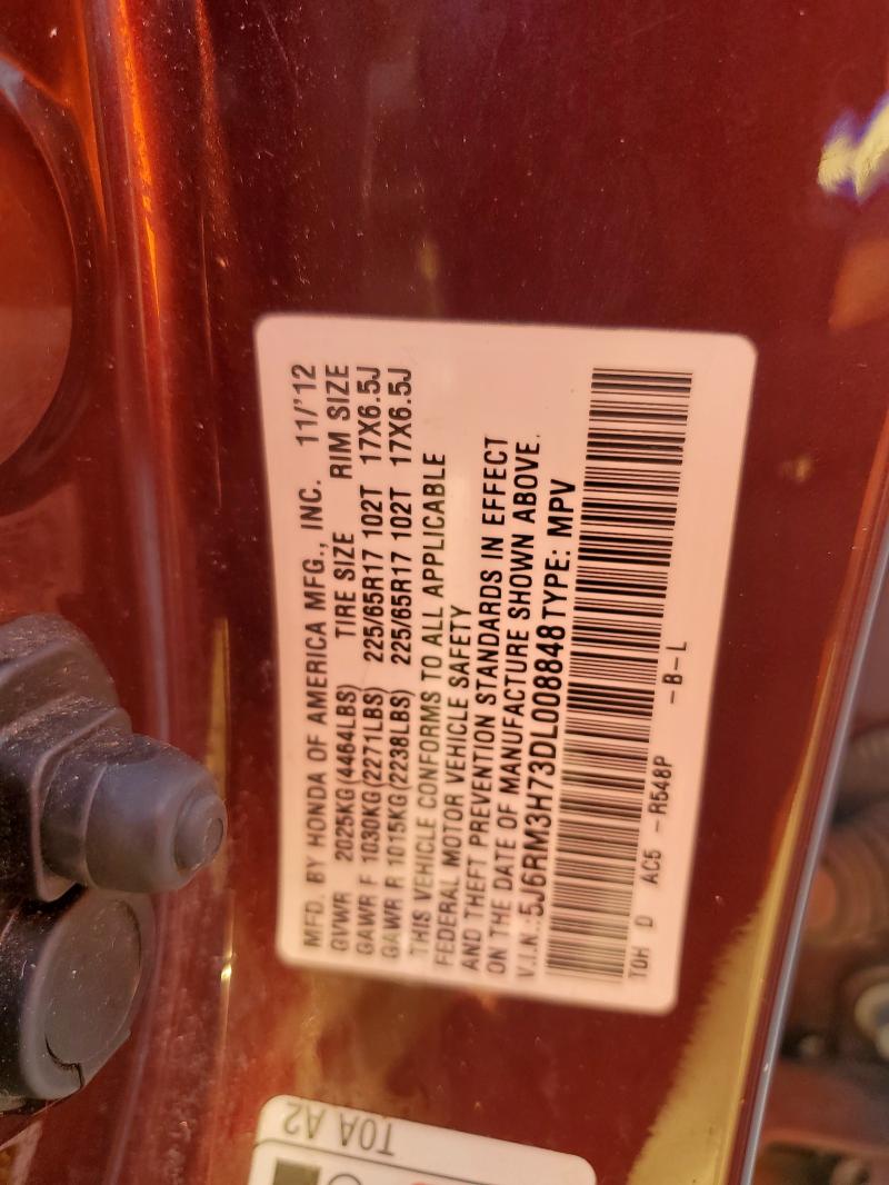 5J6RM3H73DL008848 - 2013 HONDA CR-V EXL ბურგუნდია ფოტო 12