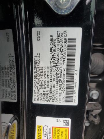 1HGCV1F36NA041046 - 2022 HONDA ACCORD SPORT შავი ფოტო 12