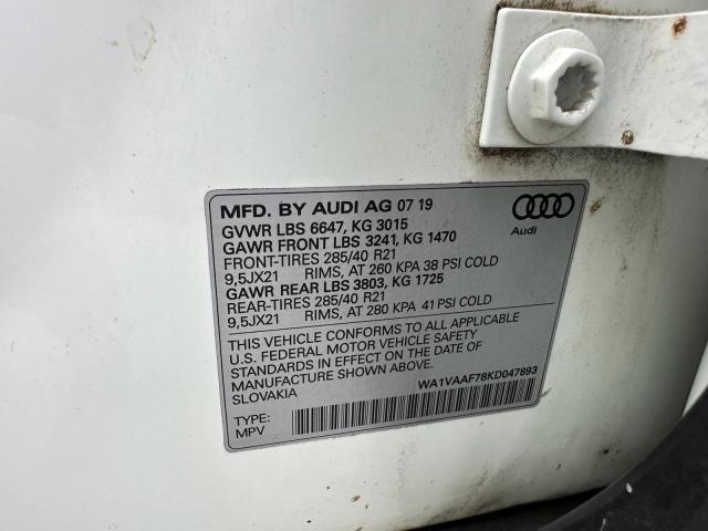 WA1VAAF78KD047893 - 2019 AUDI Q7 PRESTIGE Սպիտակ լուսանկար 10