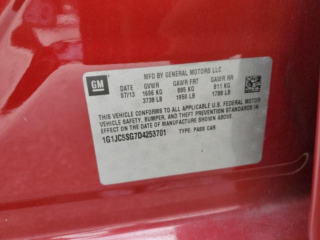 1G1JC5SG7D4253701 - 2013 CHEVROLET SONIC LT RED photo 13