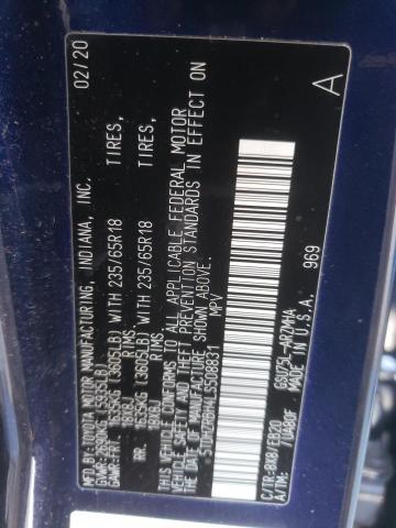 5TDHZRBH4LS508831 - 2020 TOYOTA HIGHLANDER XLE Azul foto 13