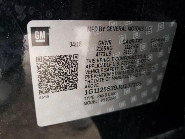 1G1125S39JU137105 - 2018 CHEVROLET IMPALA PREMIER 黑色 照片 12