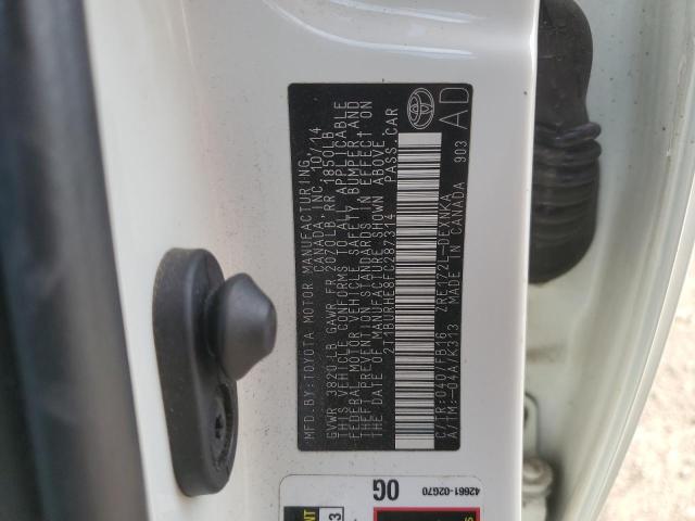 2T1BURHE8FC287314 - 2015 TOYOTA COROLLA L WHITE photo 12