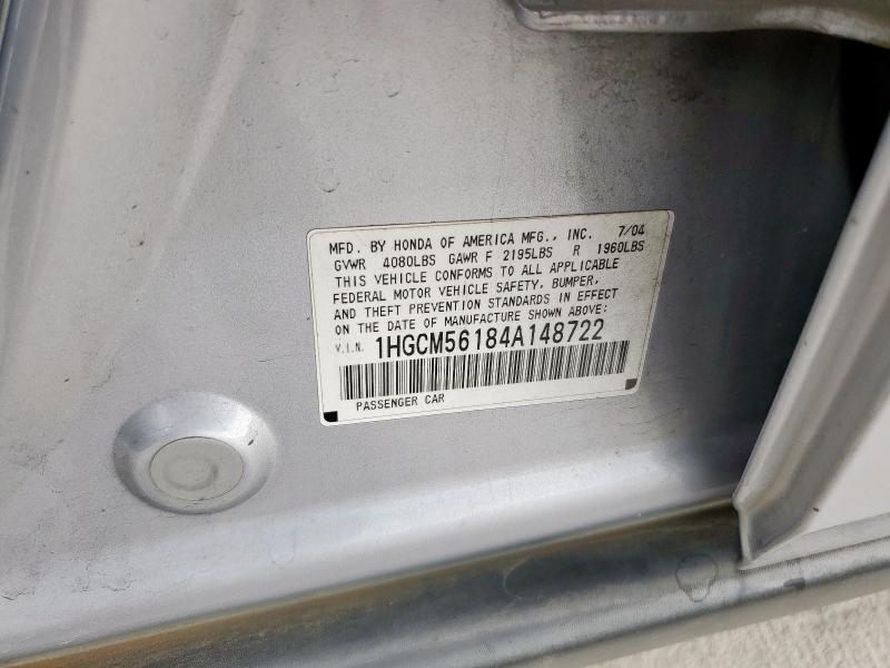 1HGCM56184A148722 - 2004 HONDA ACCORD DX Gümüş foto 13