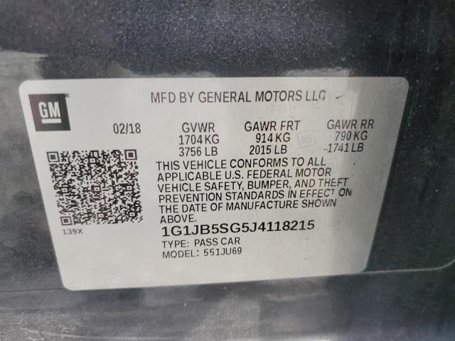 1G1JB5SG5J4118215 - 2018 CHEVROLET SONIC LS GRAY photo 12