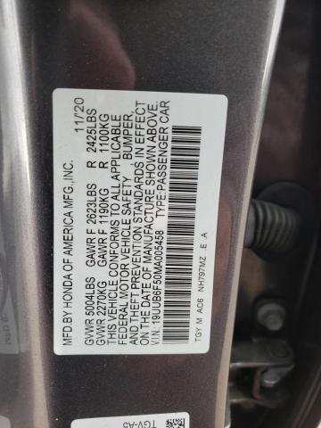 19UUB6F50MA005458 - 2021 ACURA TLX TECH A GRAY photo 13