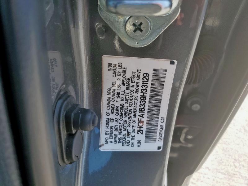 2HGFA16339H331129 - 2009 HONDA CIVIC VP 灰色 照片 12