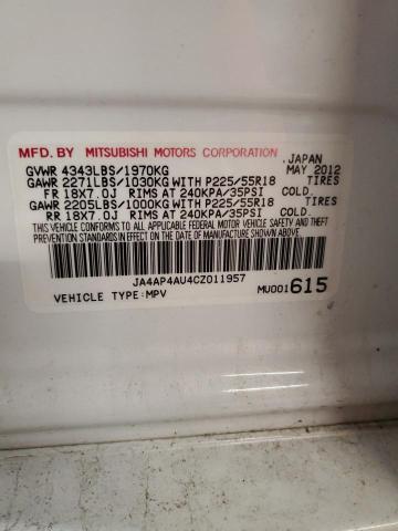 JA4AP4AU4CZ011957 - 2012 MITSUBISHI OUTLANDER SE 白色 照片 13