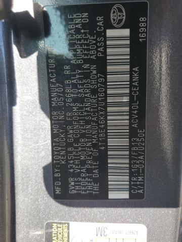 4T1BE46KX7U160797 - 2007 TOYOTA CAMRY CE GRAY photo 13