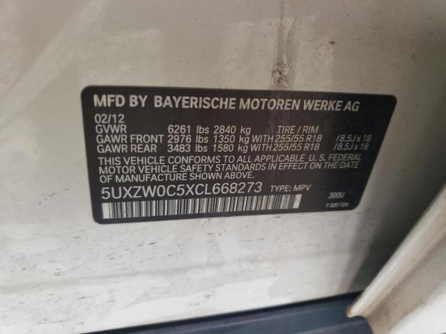 5UXZW0C5XCL668273 - 2012 BMW X5 XDRIVE35D WHITE photo 13