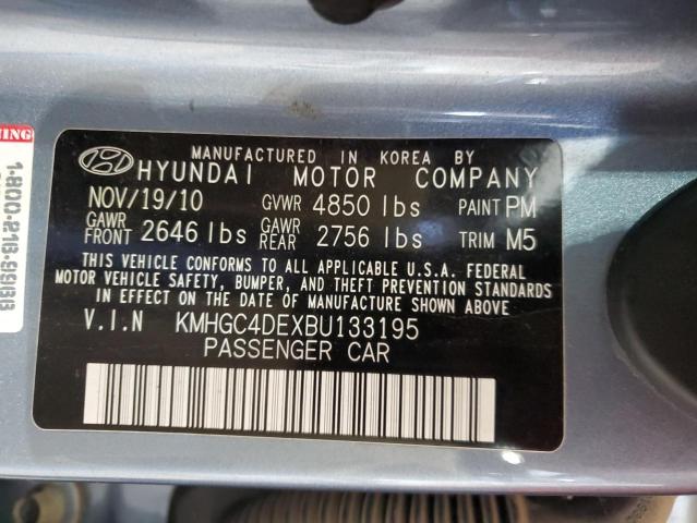 KMHGC4DEXBU133195 - 2011 HYUNDAI GENESIS 3.8L ლურჯი ფოტო 12