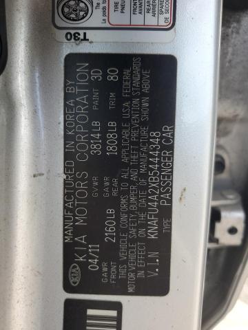 KNAFU4A2XB5444348 - 2011 KIA FORTE EX Gümüş fotoğraf 12