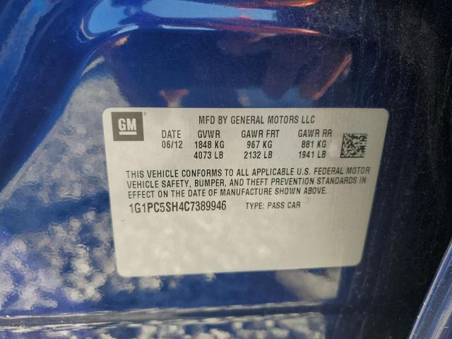 1G1PC5SH4C7389946 - 2012 CHEVROLET CRUZE LS أزرق صورة 12