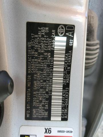 2T1BURHE8HC911440 - 2017 TOYOTA COROLLA L SILVER photo 12