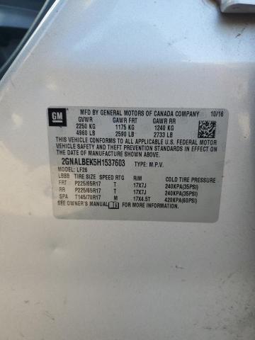 2GNALBEK5H1537603 - 2017 CHEVROLET EQUINOX LS Srebrny zdjęcie 14