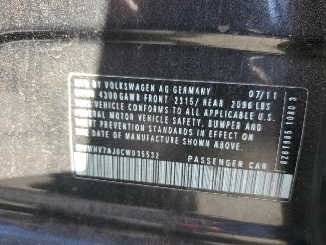 WVWHV7AJ0CW035532 - 2012 VOLKSWAGEN GTI შავი ფოტო 12