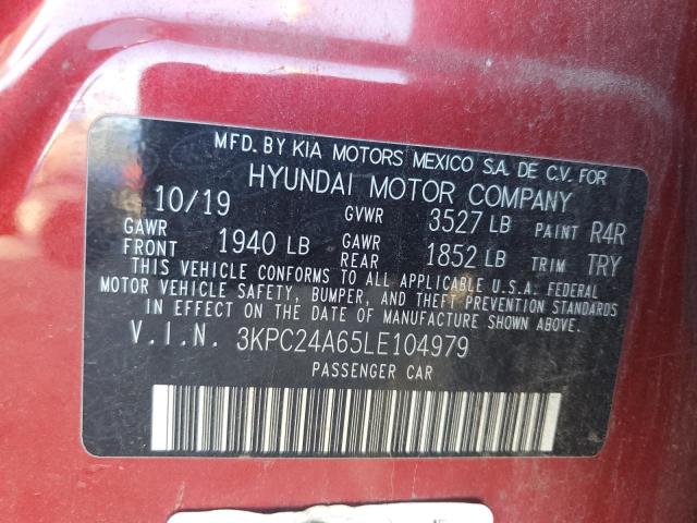 3KPC24A65LE104979 - 2020 HYUNDAI ACCENT SE RED photo 12