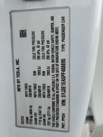 5YJ3E1EA5PF488895 - 2023 TESLA MODEL 3 თეთრი ფოტო 12