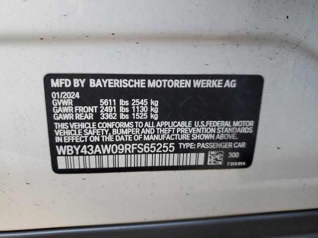 WBY43AW09RFS65255 - 2024 BMW I4 EDRIVE 35 თეთრი ფოტო 12
