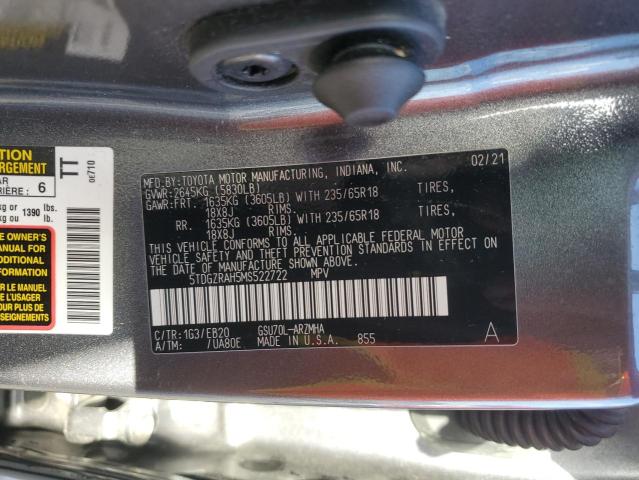 5TDGZRAH5MS522722 - 2021 TOYOTA HIGHLANDER XLE 石墨色 照片 13
