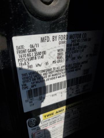 1FMJU1J51BEF48387 - 2011 FORD EXPEDITION XLT შავი ფოტო 12