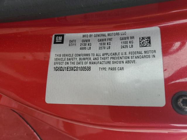 1G6DJ1E3XC0100508 - 2012 CADILLAC CTS PERFORMANCE COLLECTION Kırmızı fotoğraf 12