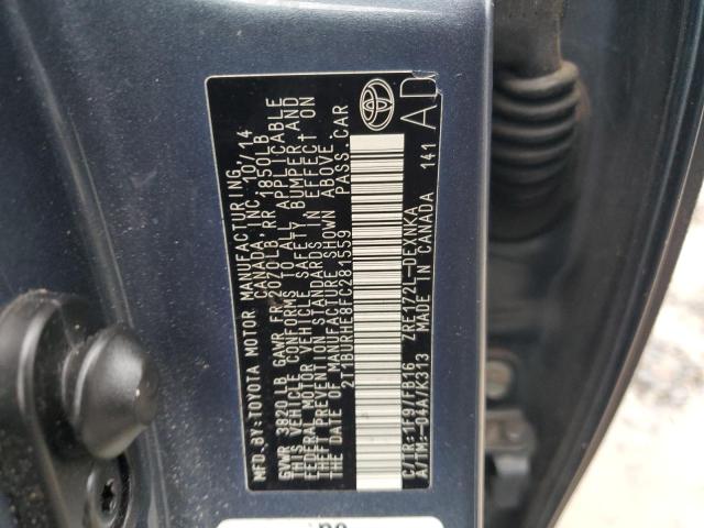 2T1BURHE8FC281559 - 2015 TOYOTA COROLLA L GRAY photo 12