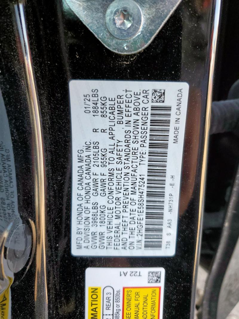 2HGFE1E58SH475241 - 2025 HONDA CIVIC SI 黑色 照片 12