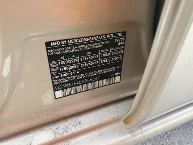 4JGAB57E45A556547 - 2005 MERCEDES-BENZ ML 350 BEIGE photo 12