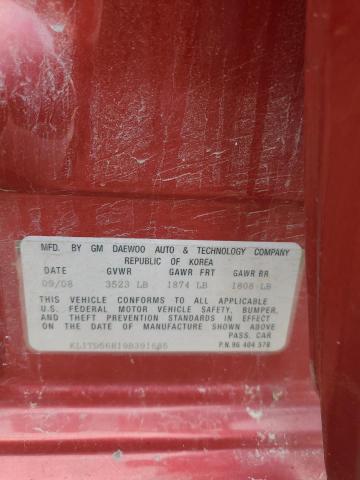 KL1TD56E19B391685 - 2009 CHEVROLET AVEO LS Qırmızı foto 13