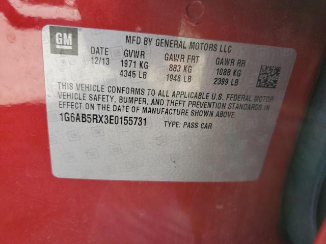 1G6AB5RX3E0155731 - 2014 CADILLAC ATS LUXURY წითელი ფოტო 12