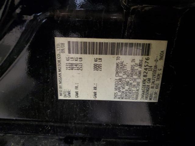 1N4AA51E49C824576 - 2009 NISSAN MAXIMA S 黑色 照片 12