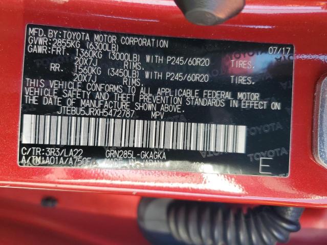 JTEBU5JRXH5472787 - 2017 TOYOTA 4RUNNER SR5/SR5 PREMIUM 栗色 照片 13