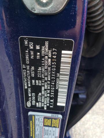 5XXGT4L3XKG351437 - 2019 KIA OPTIMA LX أزرق صورة 12