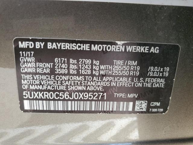 5UXKR0C56J0X95271 - 2018 BMW X5 XDRIVE35I GRAY photo 13