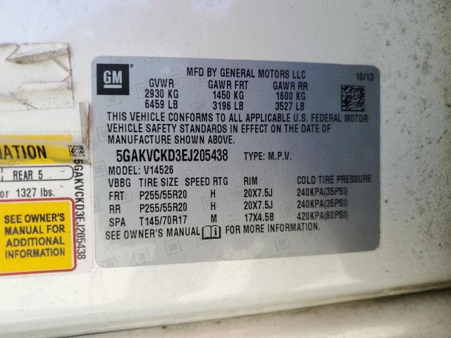 5GAKVCKD3EJ205438 - 2014 BUICK ENCLAVE WHITE photo 13