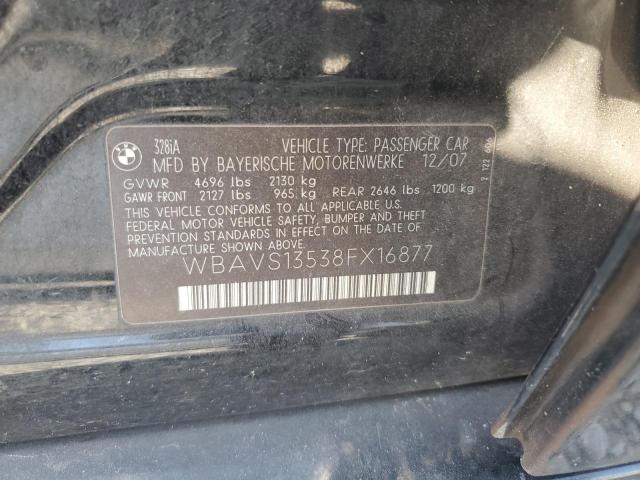 WBAVS13538FX16877 - 2008 BMW 328 IT BLACK photo 12