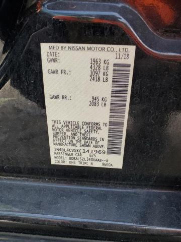 1N4BL4CVXKC141969 - 2019 NISSAN ALTIMA SR Қара фото 12